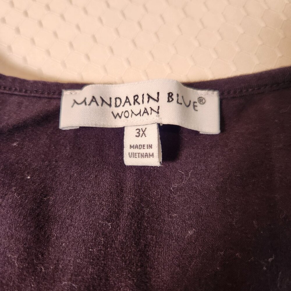 Mandarin Blue Lace Trim‎ V-Neck Tee Black / Size 3X - Picture 8 of 8